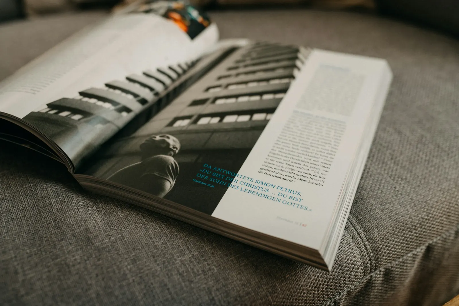 Open property brochure showing a residential building